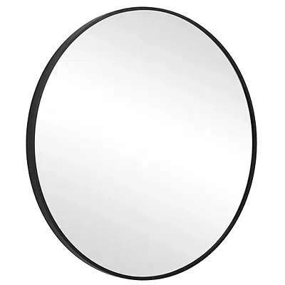 Kirkland's Round Simple Frame Medium Wall Mirror In Black