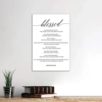 Kirkland's Beatitudes Matthew 5:3-10 Canvas Art Print In White