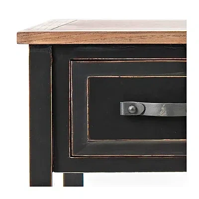 Kirkland's Ainsly Distressed Black Oak Top Console Table In Black