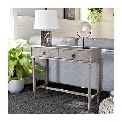 Kirkland's Rivera White Carved Rustic Console Table In White