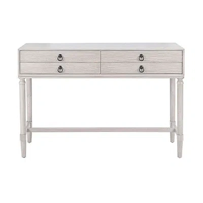 Kirkland's Rivera White Carved Rustic Quad Console Table In Neutral