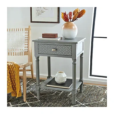 Kirkland's Evelina Gray Textured Single Drawer Accent Table In Gray