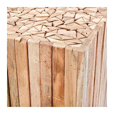 Kirkland's Reclaimed Teak Square Block Accent Table In Multi