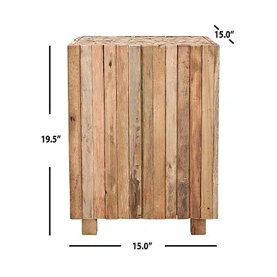 Kirkland's Reclaimed Teak Square Block Accent Table In Multi