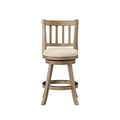 Kirkland's Linen Slat Back Swivel Counter Stool In Brown
