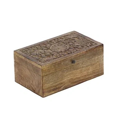 Kirkland's Mango Wood Carved Boxes In Brown