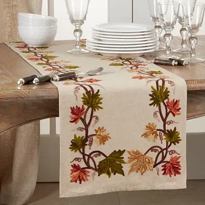 Kirkland's Embroidered Fall Leaf Border Table Runner In Multi