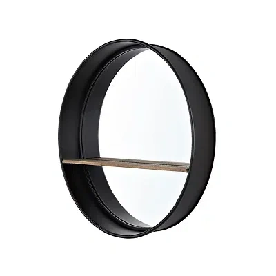 Kirkland's Metal Deep Frame Wall Mirror With Shelf In Black