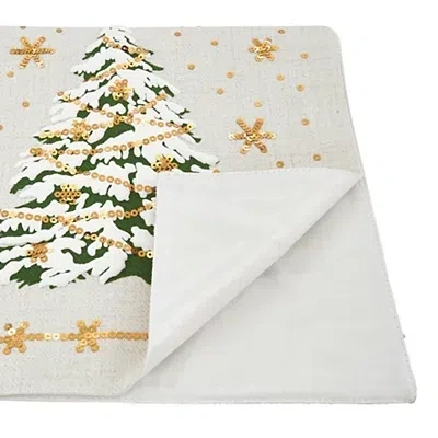 Kirkland's Frosted Christmas Tree And Snowflakes Table Runner In Multi