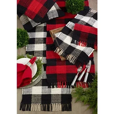 Kirkland's Buffalo Check Fringe Table Runner In Multi