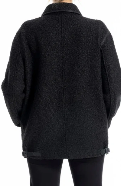 Max Studio High Pile Fleece Jacket In Black