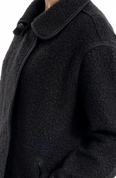 Max Studio High Pile Fleece Jacket In Black