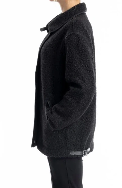 Max Studio High Pile Fleece Jacket In Black