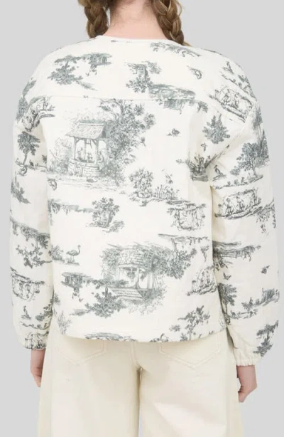 Blu Pepper Quilted Printed Cotton Jacket In White