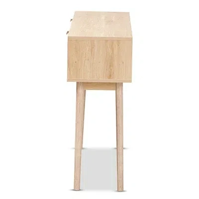 Kirkland's Light Oak Rattan And Wood Console Table In Neutral