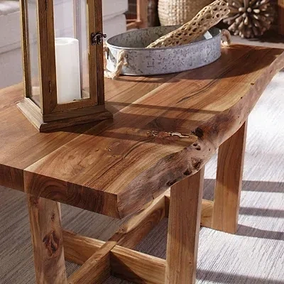Kirkland's Live Edge Coffee Table With Crossed Legs In Brown