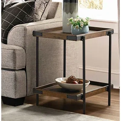 Kirkland's Mahogany Tray Top And Shelf Wood Accent Table In Brown