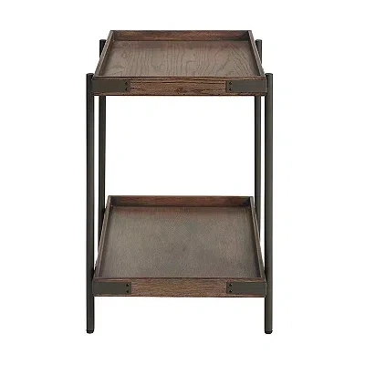 Kirkland's Mahogany Tray Top And Shelf Wood Accent Table In Brown