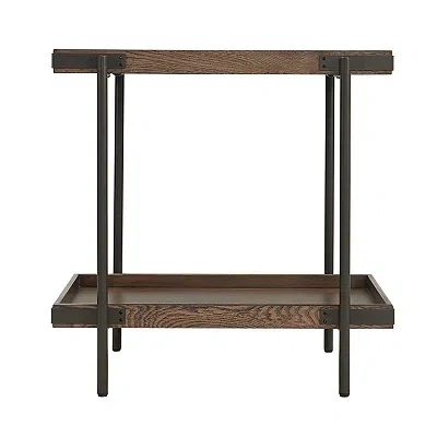 Kirkland's Mahogany Tray Top And Shelf Wood Accent Table In Brown