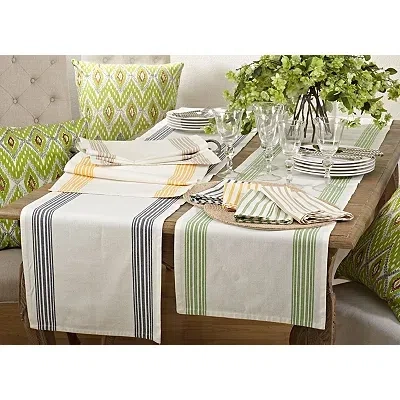 Kirkland's Spring Green Striped Border Table Runner In Multi