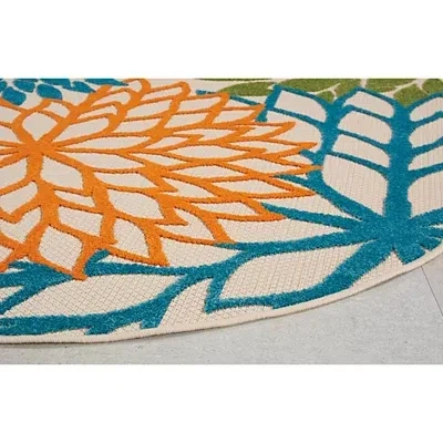 Kirkland's Tangerine Floral Burst Round Outdoor Area Rug In Multi