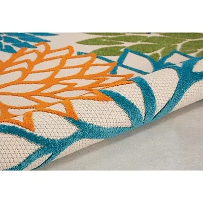 Kirkland's Tangerine Floral Burst Round Outdoor Area Rug In Multi