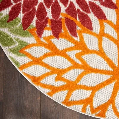 Kirkland's Floral Burst Outdoor Round Area Rug In Multi