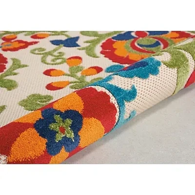 Kirkland's Abstract Floral Outdoor Round Area Rug In Multi