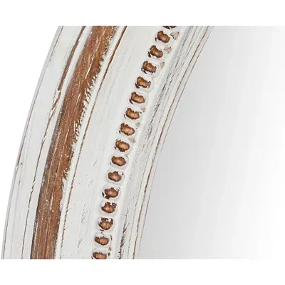 Kirkland's Distressed White Wood Round Frame Wall Mirror In White