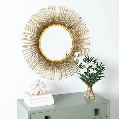 Kirkland's Layered Burst Frame Round Wall Mirror In Gold