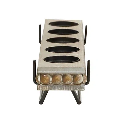 Kirkland's Beaded Wood And Metal Base Candle Holder In Multi