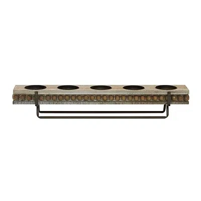 Kirkland's Beaded Wood And Metal Base Candle Holder In Multi
