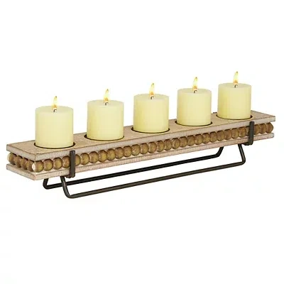 Kirkland's Beaded Wood And Metal Base Candle Holder In Multi