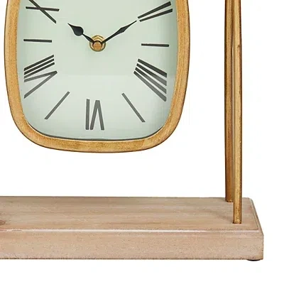 Kirkland's Distressed Gold Frame Square Tabletop Clock In Multi