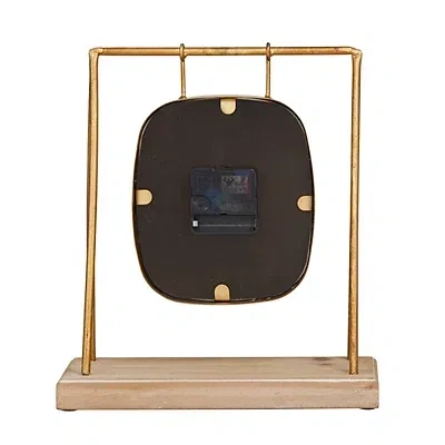 Kirkland's Distressed Gold Frame Square Tabletop Clock In Multi