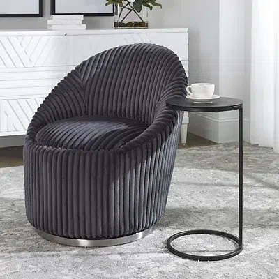 Kirkland's Aged Black Metal Frame Slab Top Accent Table In Black