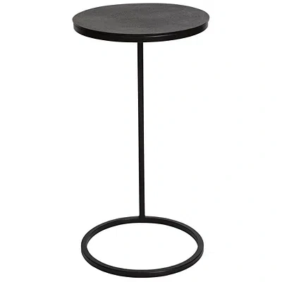 Kirkland's Aged Black Metal Frame Slab Top Accent Table In Black