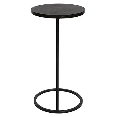 Kirkland's Aged Black Metal Frame Slab Top Accent Table In Black