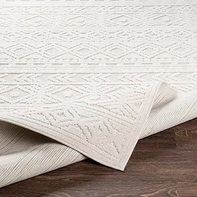 Kirkland's Raised Diamond Stripes Area Rug In White