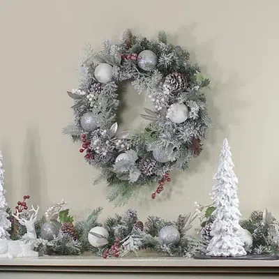 Kirkland's Ornaments And Frosted Cedar Berries Wreath In Multi