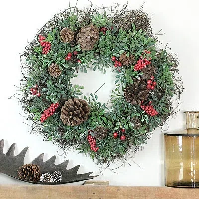 Kirkland's Lightly Frosted Cedar And Red Berry Wreath In Multi