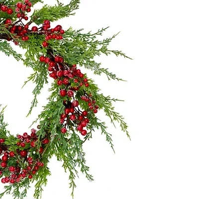 Kirkland's Iced Red Berries And Cedar Wreath In Multi