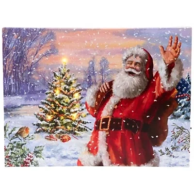 Kirkland's Santa Waving Led Canvas Art Print In Multi