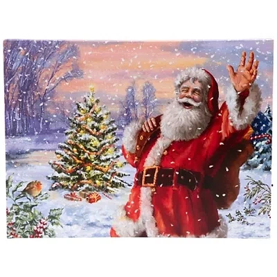 Kirkland's Santa Waving Led Canvas Art Print In Multi
