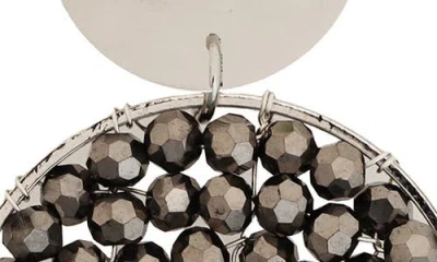 Panacea Beaded Circle Drop Earrings In Silver