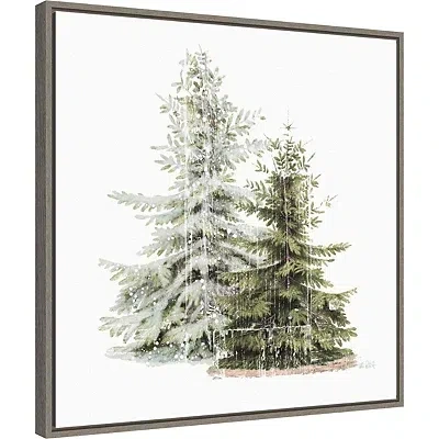 Kirkland's Winter Trees Gray Framed Canvas Art Print In Multi