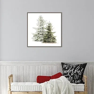 Kirkland's Winter Trees Gray Framed Canvas Art Print In Multi
