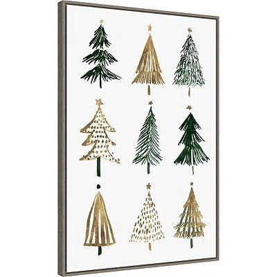 Kirkland's Framed Christmas Trees Canvas Art Print In Multi