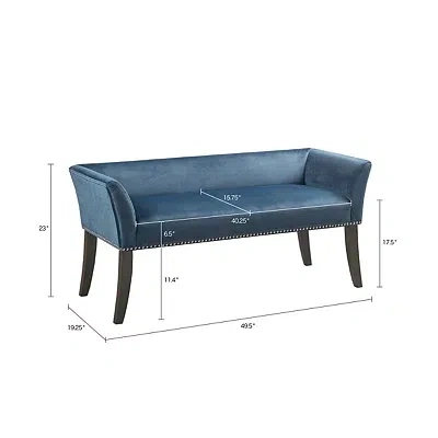 Kirkland's Antique Sapphire Low Back Upholstered Bench In Blue