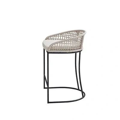 Kirkland's Rustic White Woven Rope Back Counter Stool In White